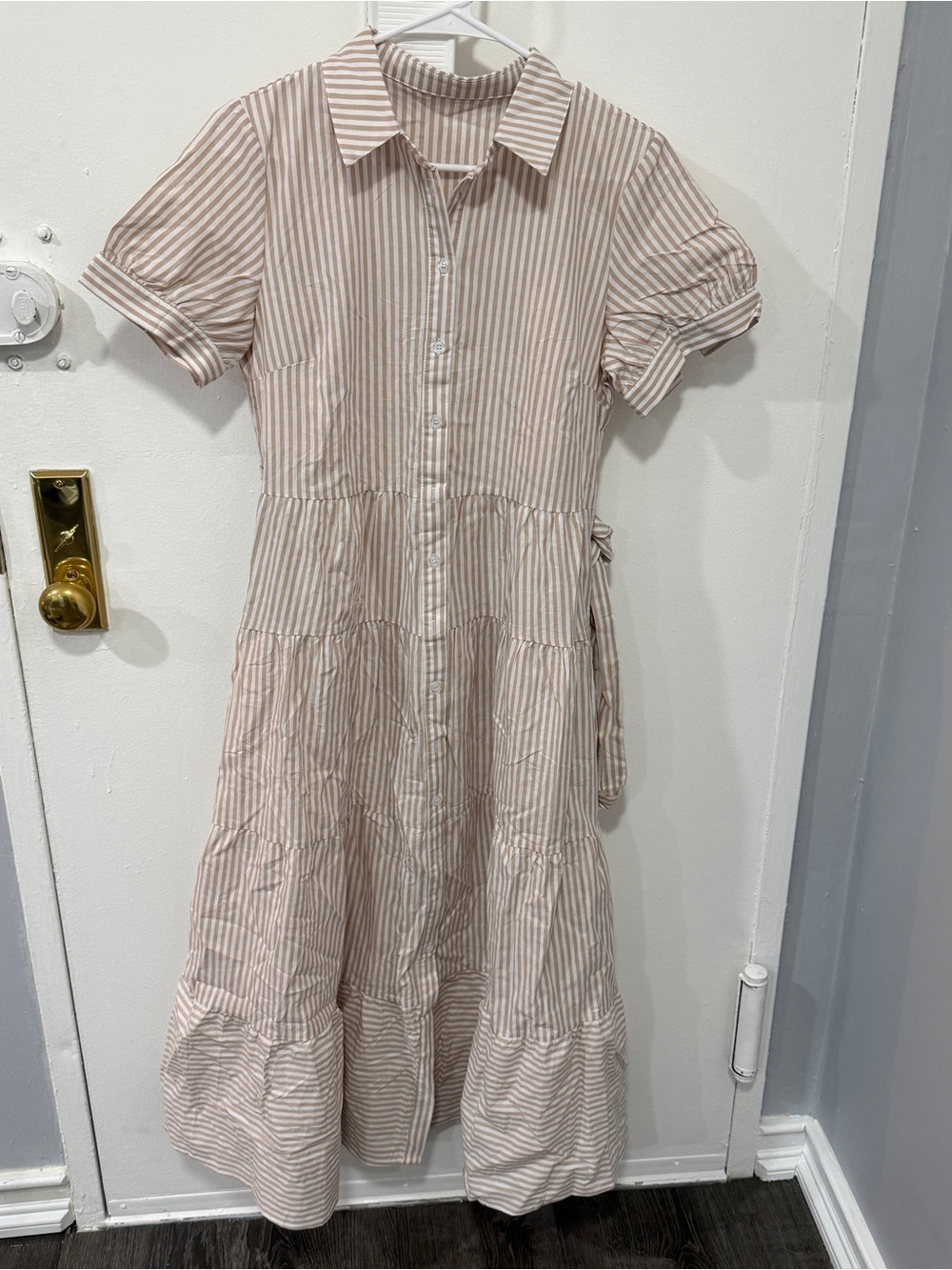 NWT utococ Brown and White Striped Midi Dress